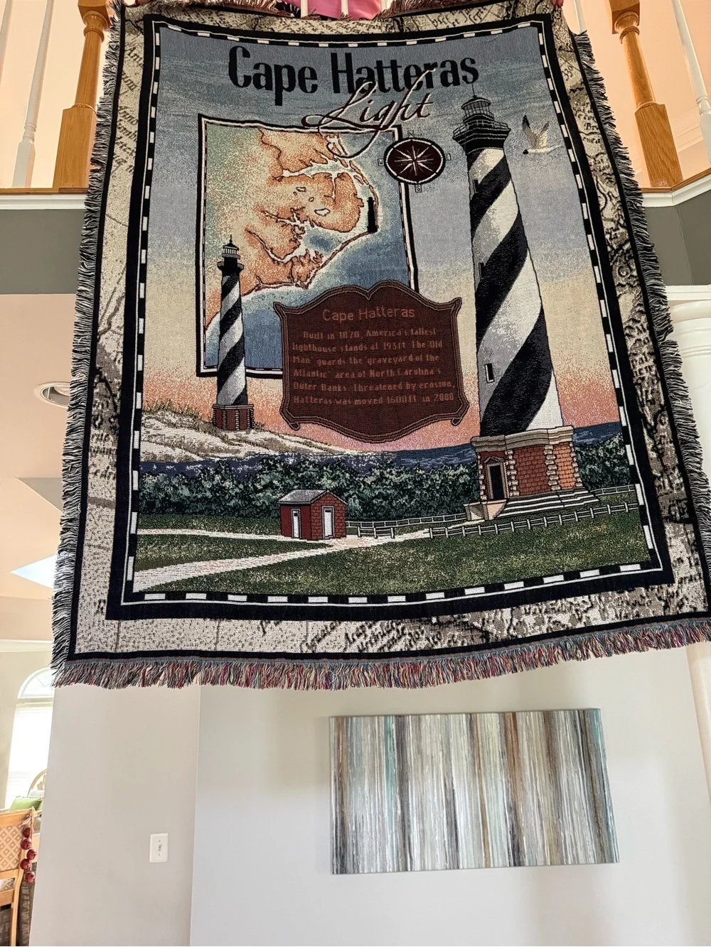 Cape Hatteras Outer Banks Tapestry Blanket 72 x 54 inches Like New